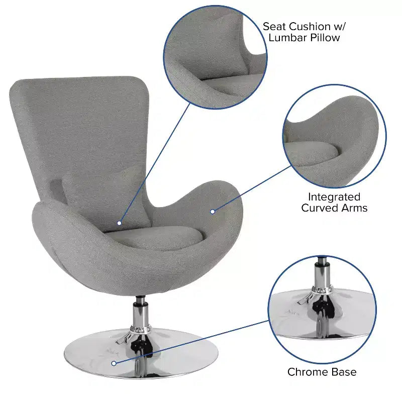 Emma and Oliver Swiveling Side Reception Chair with Back Pillow