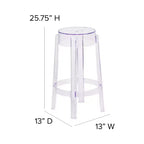 Emma and Oliver 25.75H Transparent Counter Height Stool