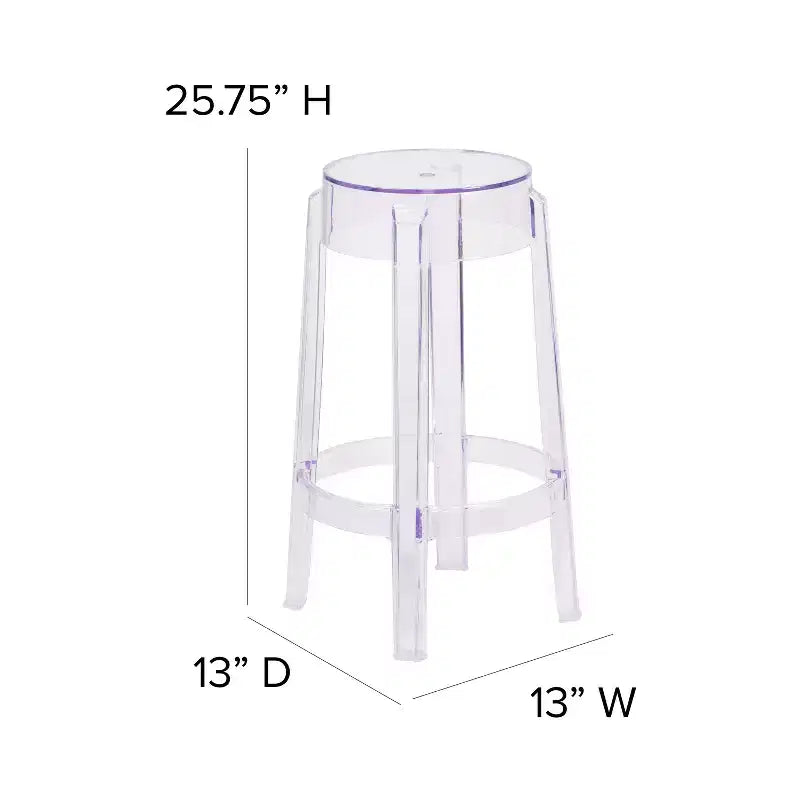 Emma and Oliver 25.75H Transparent Counter Height Stool