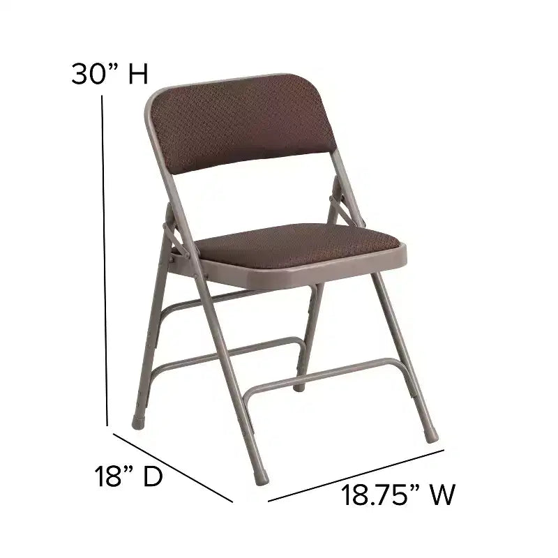 Chaise pliante en métal Emma and Oliver (lot de 2) avec assise en tissu pour la maison et le bureau, événements festifs