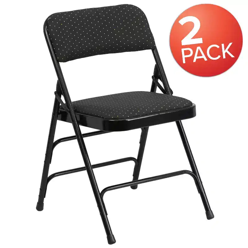 Chaise pliante en métal Emma and Oliver (lot de 2) avec assise en tissu pour la maison et le bureau, événements festifs