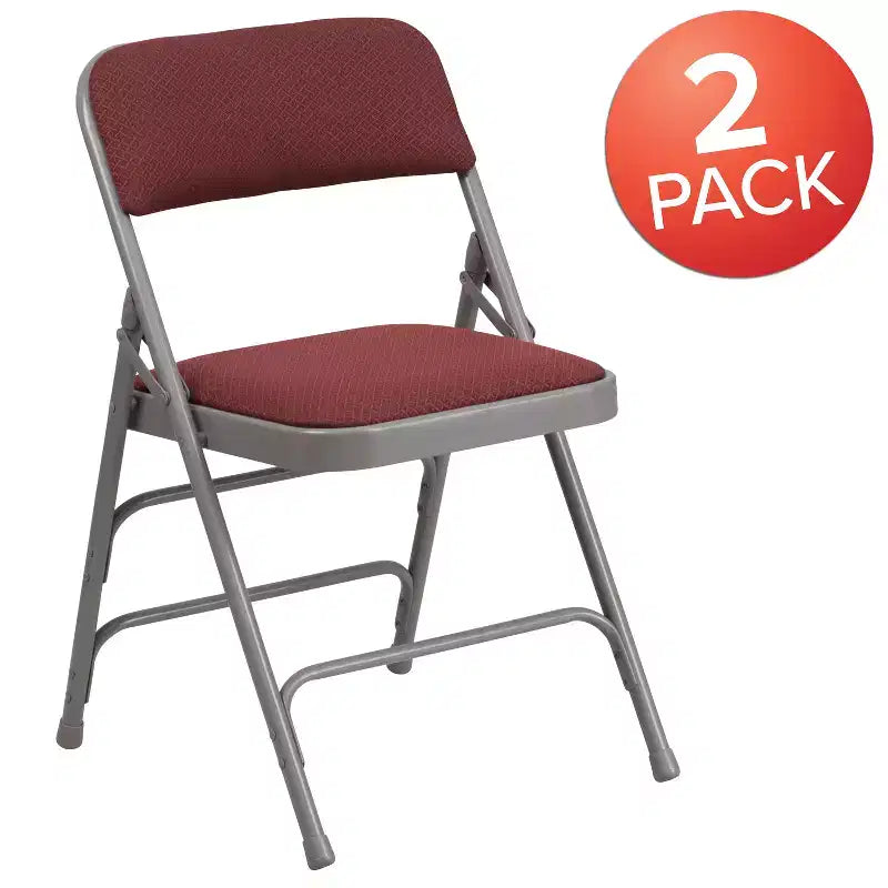 Chaise pliante en métal Emma and Oliver (lot de 2) avec assise en tissu pour la maison et le bureau, événements festifs