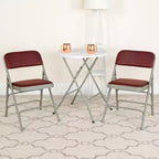 Chaise pliante en métal Emma and Oliver (lot de 2) avec assise en tissu pour la maison et le bureau, événements festifs
