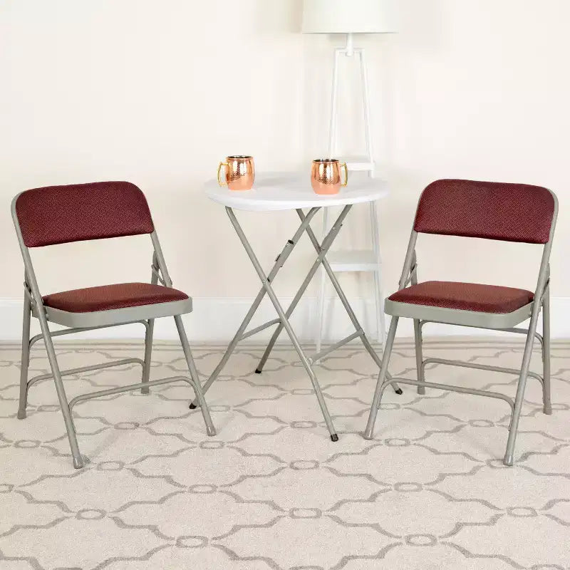 Chaise pliante en métal Emma and Oliver (lot de 2) avec assise en tissu pour la maison et le bureau, événements festifs