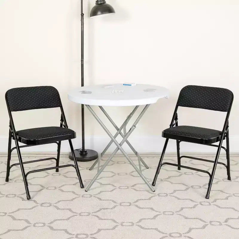 Chaise pliante en métal Emma and Oliver (lot de 2) avec assise en tissu pour la maison et le bureau, événements festifs