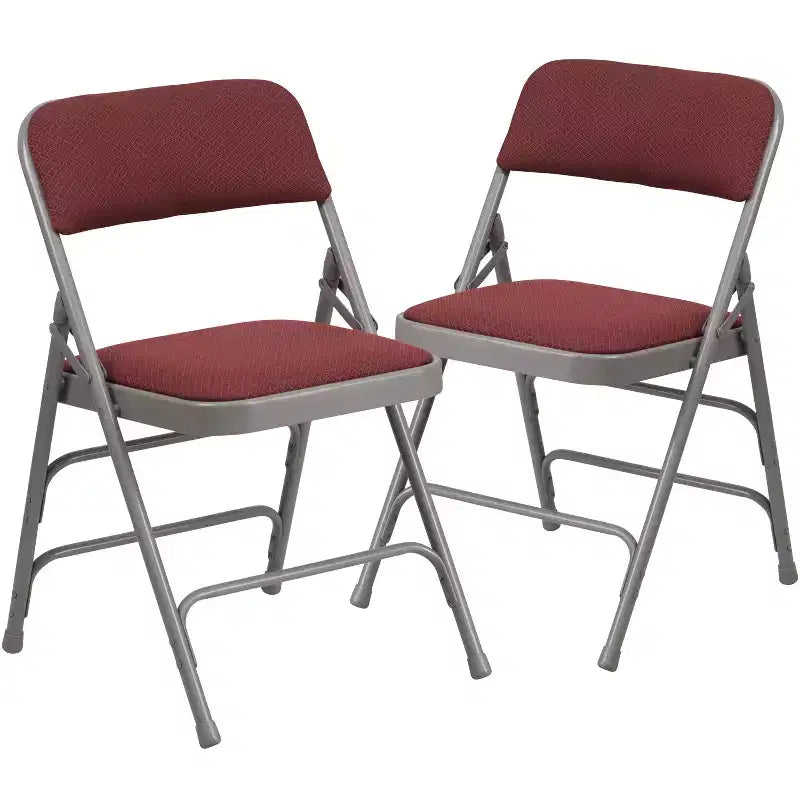 Chaise pliante en métal Emma and Oliver (lot de 2) avec assise en tissu pour la maison et le bureau, événements festifs