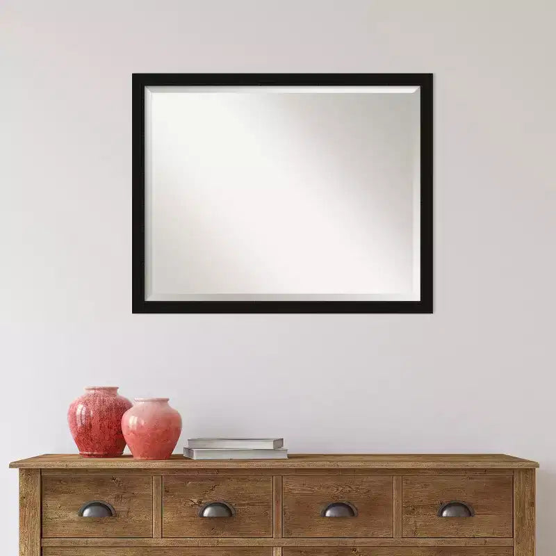 Avon Narrow Framed Bathroom Vanity Wall Mirror Black - Amanti Art