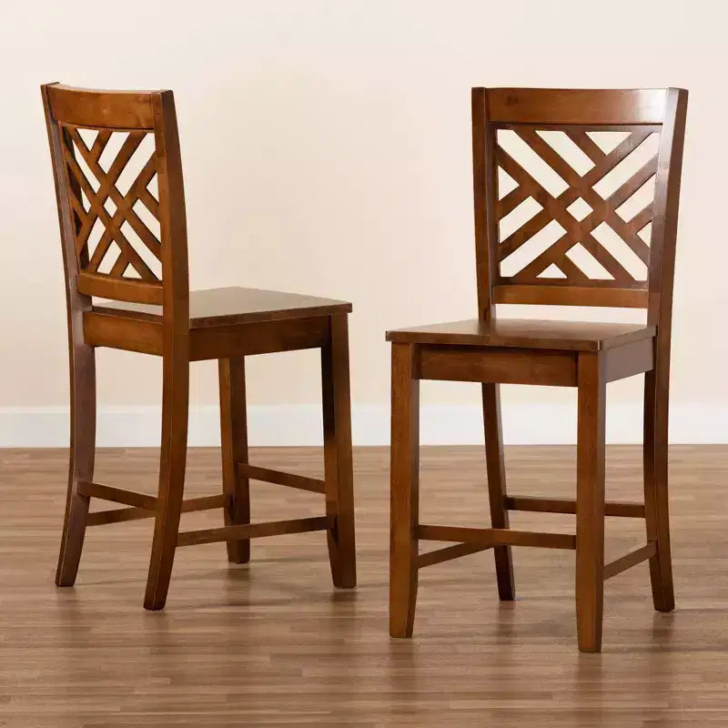 Ensemble de 2 tabourets de comptoir Caron en bois - Baxton Studio