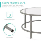 Best Choice Products – Table basse ronde en verre trempé de 91 cm pour la maison, le salon, la salle à manger