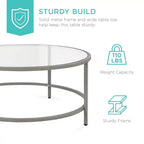 Best Choice Products – Table basse ronde en verre trempé de 91 cm pour la maison, le salon, la salle à manger