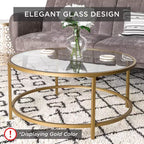 Best Choice Products – Table basse ronde en verre trempé de 91 cm pour la maison, le salon, la salle à manger