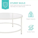 Best Choice Products – Table basse ronde en verre trempé de 91 cm pour la maison, le salon, la salle à manger