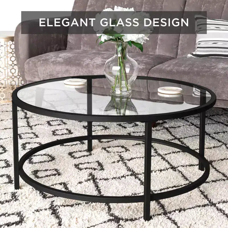 Best Choice Products – Table basse ronde en verre trempé de 91 cm pour la maison, le salon, la salle à manger