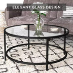 Best Choice Products – Table basse ronde en verre trempé de 91 cm pour la maison, le salon, la salle à manger