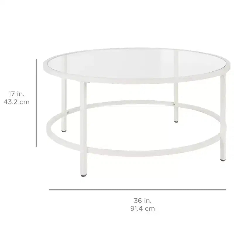 Best Choice Products – Table basse ronde en verre trempé de 91 cm pour la maison, le salon, la salle à manger