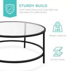 Best Choice Products – Table basse ronde en verre trempé de 91 cm pour la maison, le salon, la salle à manger