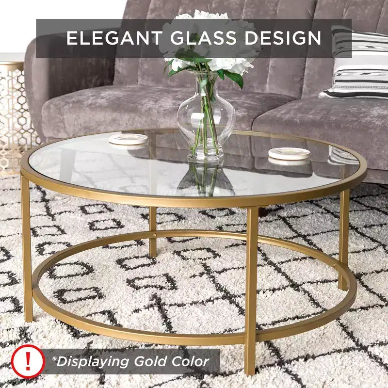 Best Choice Products – Table basse ronde en verre trempé de 91 cm pour la maison, le salon, la salle à manger