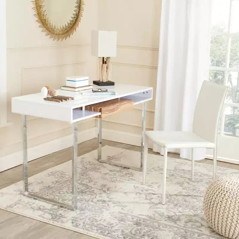 Bureau informatique Metropolitan - FOX2203 - Blanc/Chrome - Safavieh Couture