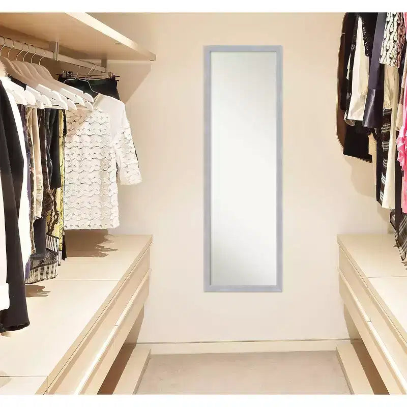 Brace Brushed Framed Full Length on the Door Mirror - Amanti Art