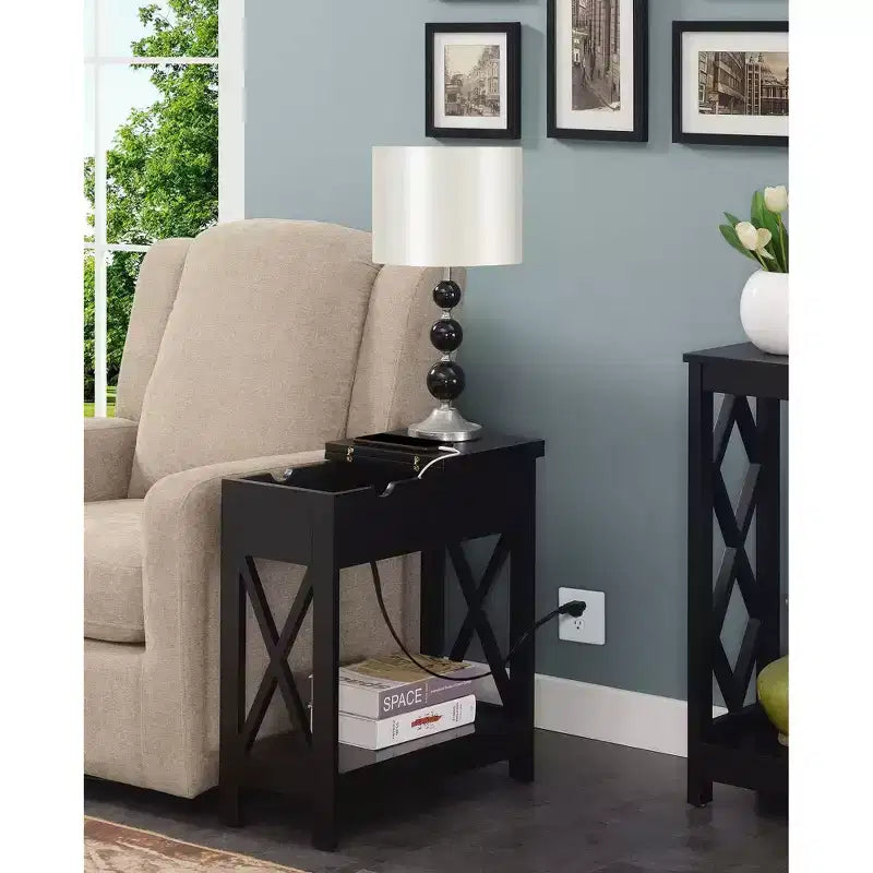 Oxford Flip Top End Table with Charging Station - Breighton Home