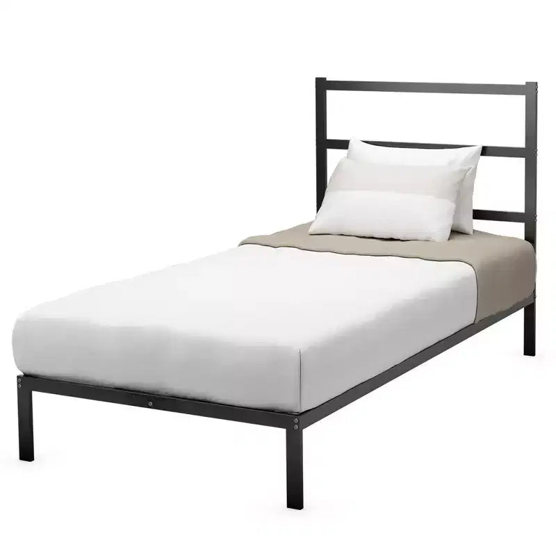 Base de lit en métal Costway double/double avec plateforme et fondation robuste pour matelas avec tête de lit