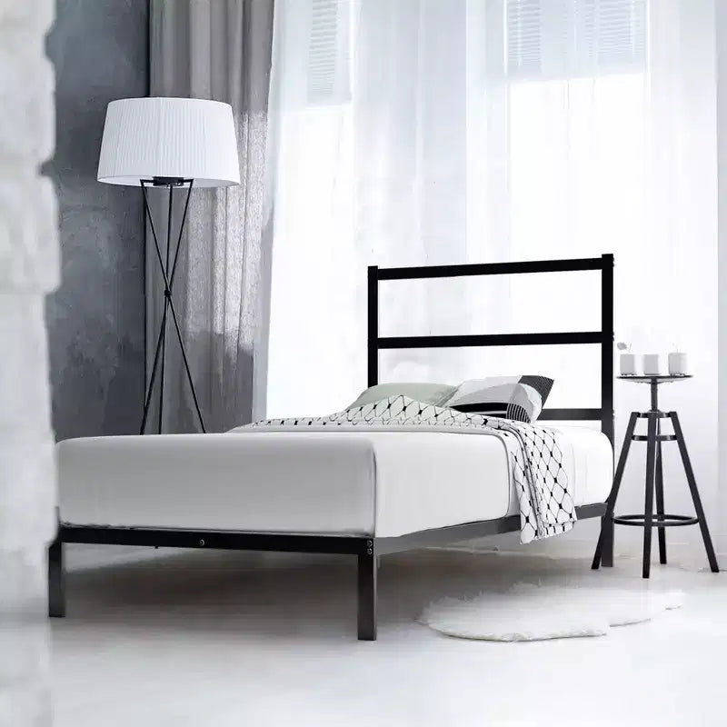 Base de lit en métal Costway double/double avec plateforme et fondation robuste pour matelas avec tête de lit