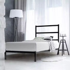 Base de lit en métal Costway double/double avec plateforme et fondation robuste pour matelas avec tête de lit