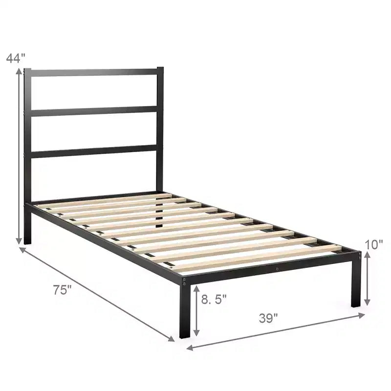 Base de lit en métal Costway double/double avec plateforme et fondation robuste pour matelas avec tête de lit
