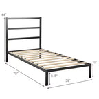 Base de lit en métal Costway double/double avec plateforme et fondation robuste pour matelas avec tête de lit