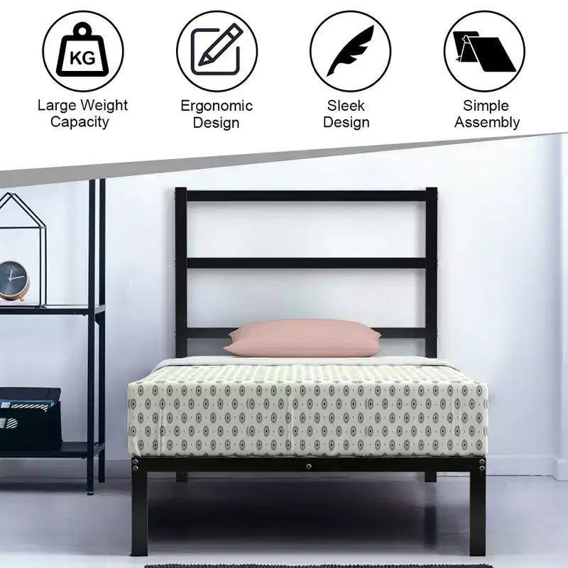 Base de lit en métal Costway double/double avec plateforme et fondation robuste pour matelas avec tête de lit