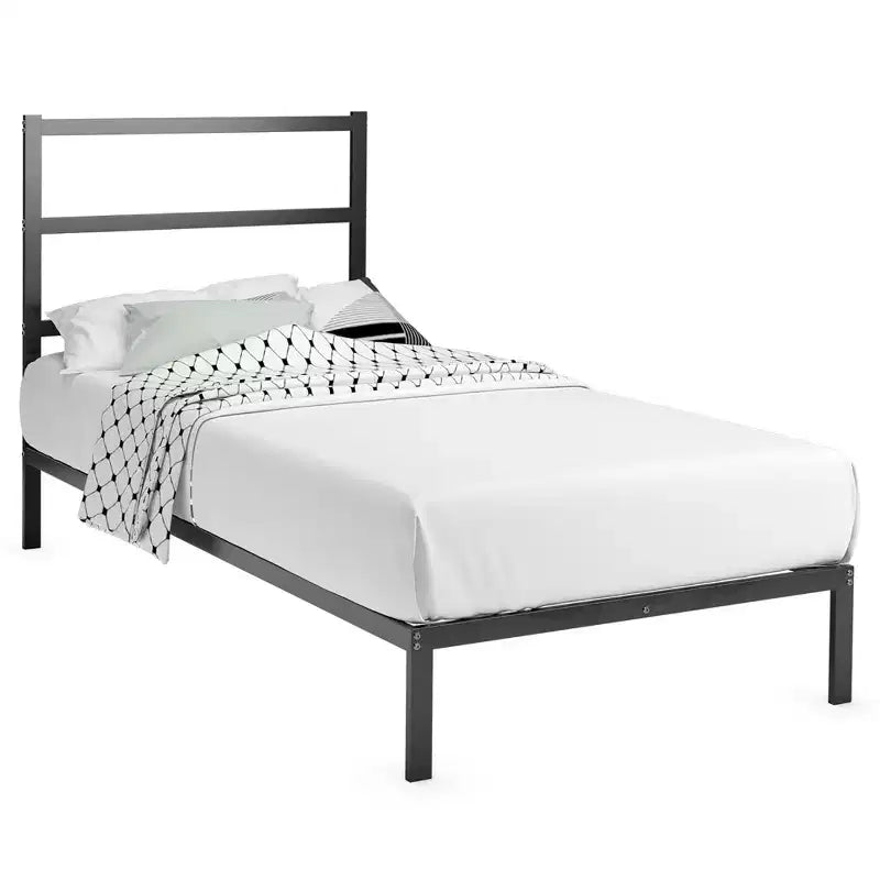 Base de lit en métal Costway double/double avec plateforme et fondation robuste pour matelas avec tête de lit