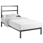 Base de lit en métal Costway double/double avec plateforme et fondation robuste pour matelas avec tête de lit