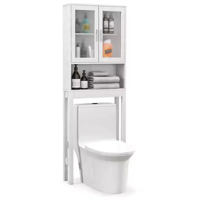 Costway Wooden Over The Toilet Storage Cabinet Spacesaver Organizer Bathroom Tower Rack
