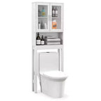 Costway Wooden Over The Toilet Storage Cabinet Spacesaver Organizer Bathroom Tower Rack