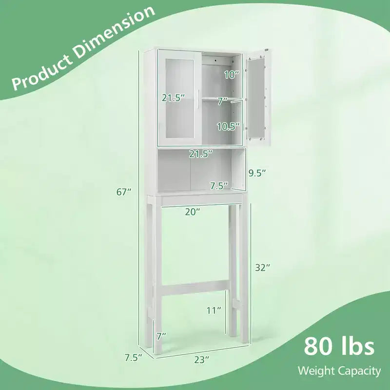 Meuble de Rangement WC Costway Étagère de Salle de Bain Gain de Place au-dessus des Toilettes