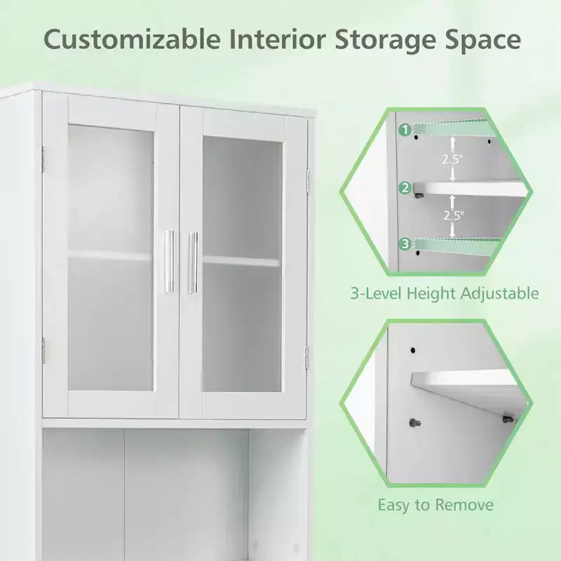 Meuble de Rangement WC Costway Étagère de Salle de Bain Gain de Place au-dessus des Toilettes