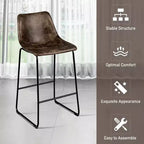 Costway Set of 2 Bar Stool Faux Suede Upholstered Kitchen Dining Chair w/Metal Legs Grey\Brown