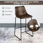 Costway Set of 2 Bar Stool Faux Suede Upholstered Kitchen Dining Chair w/Metal Legs Grey\Brown