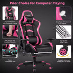 Chaise de bureau de massage gamer inclinable et pivotante Costway Racing avec repose-pieds