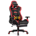 Chaise de bureau de massage gamer inclinable et pivotante Costway Racing avec repose-pieds