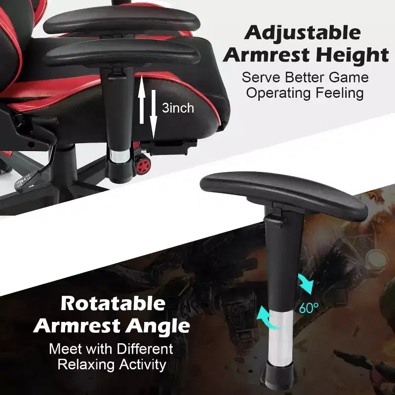 Chaise de bureau de massage gamer inclinable et pivotante Costway Racing avec repose-pieds