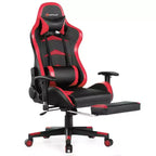 Chaise de bureau de massage gamer inclinable et pivotante Costway Racing avec repose-pieds