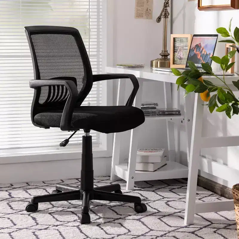 Chaise de bureau exécutive à dossier moyen Costway, chaise en maille, réglable en hauteur avec support lombaire