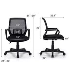 Chaise de bureau exécutive à dossier moyen Costway, chaise en maille, réglable en hauteur avec support lombaire