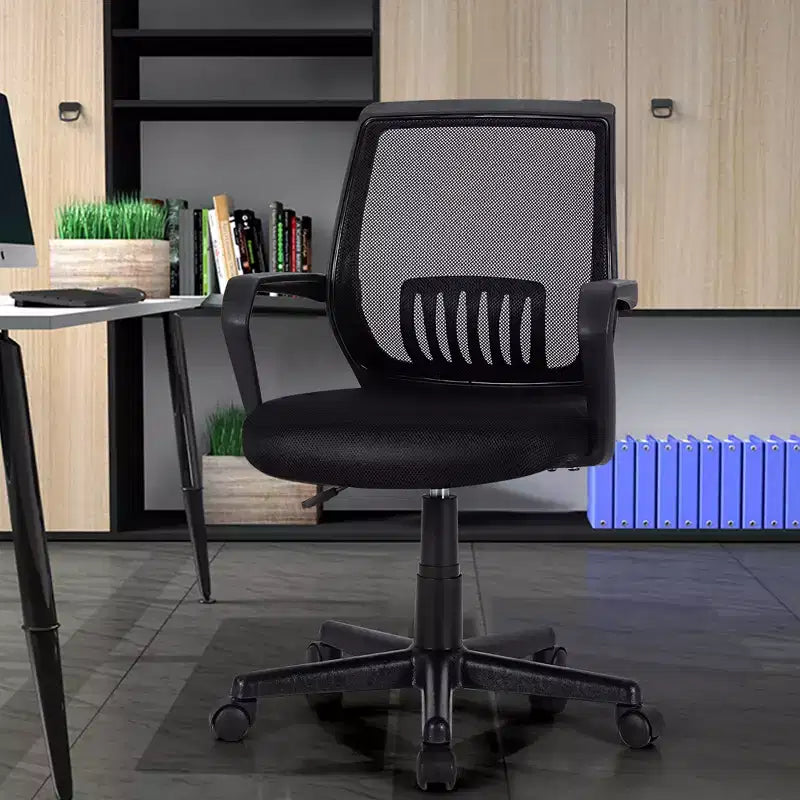 Chaise de bureau exécutive à dossier moyen Costway, chaise en maille, réglable en hauteur avec support lombaire