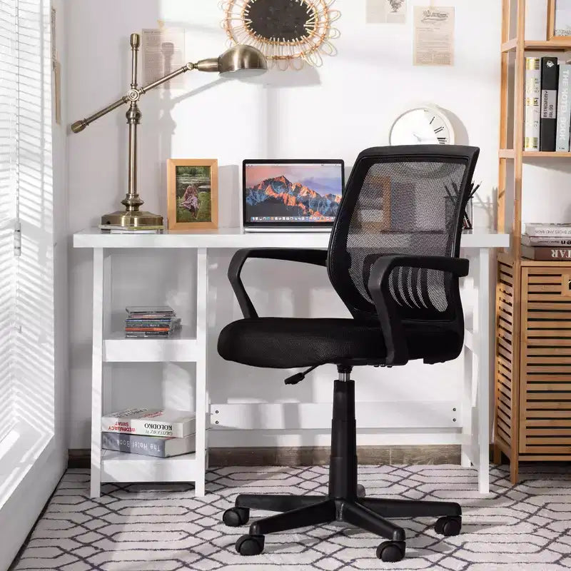 Chaise de bureau exécutive à dossier moyen Costway, chaise en maille, réglable en hauteur avec support lombaire