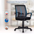 Chaise de bureau exécutive à dossier moyen Costway, chaise en maille, réglable en hauteur avec support lombaire