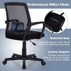 Chaise de bureau exécutive à dossier moyen Costway, chaise en maille, réglable en hauteur avec support lombaire