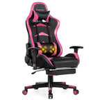 Costway Chaise de bureau gamer inclinable et pivotante avec repose-pieds de massage