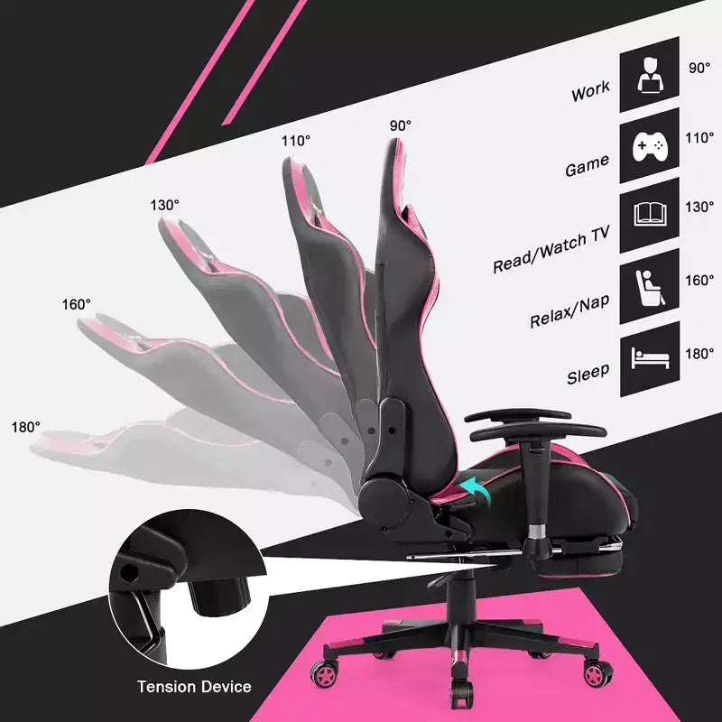 Costway Chaise de bureau gamer inclinable et pivotante avec repose-pieds de massage